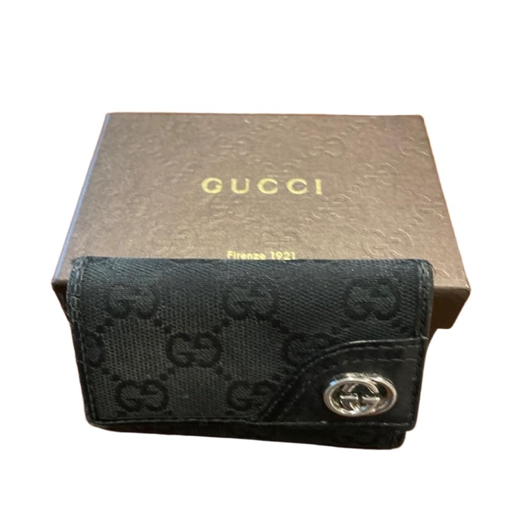 Gucci GG Leather/Canvas Britt Key Holder and Wallet set. Black/silver WLT2 - Picture 2 of 15